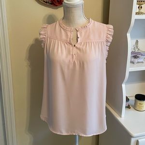 Ann Taylor Loft Pink Flutter Top Petite Medium